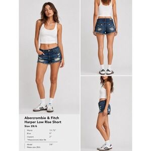 Abercrombie & Fitch Harper Low Rise Distressed Denim Shorts Blue Size 28/6